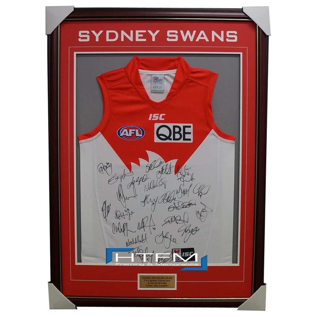 Sydney Swans 2014 Team Signed Jumper Framed Franklin Goodes - 1938