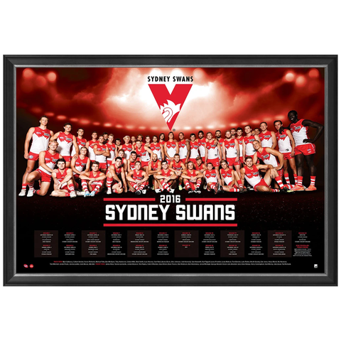 Sydney Swans 2016 Official Afl Team Prints Framed Buddy Franklin Josh Kennedy - 2733