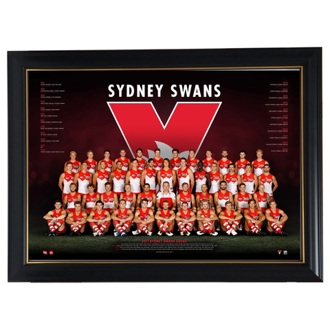 Sydney Swans 2017 Afl Official Team Print Framed Buddy Franklin Parker Hannebery - 3040