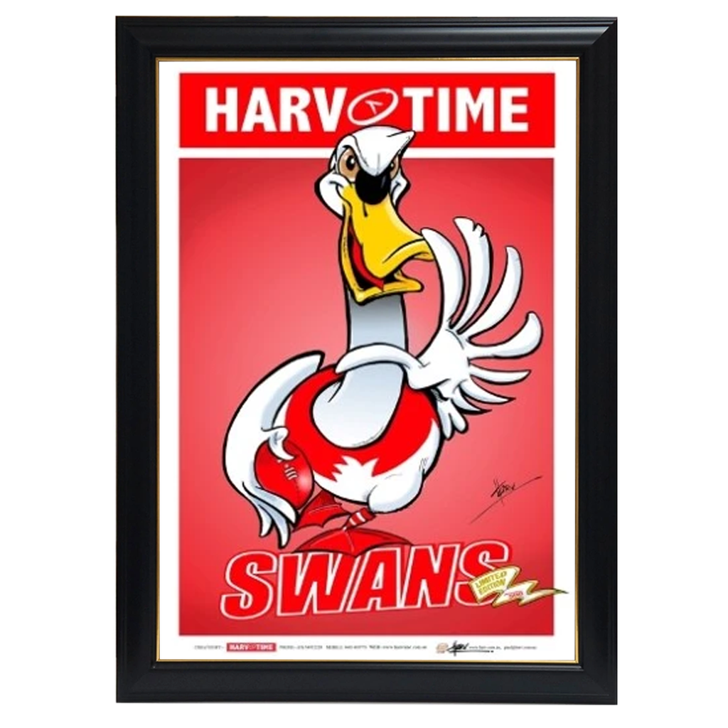 Sydney Swans, Mascot Harv Time Print Framed - 4210