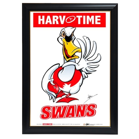 Sydney Swans, Mascot Print Harv Time Print Framed - 4165