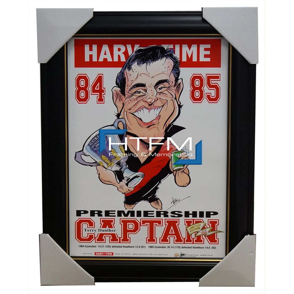 Terry Daniher Essendon 1984 85 Premiership Captain Harv Time L/e Print Framed - 2713