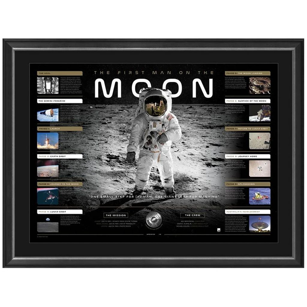 The First Man on the Moon 50th Anniversary Limited Edition Lithograph Framed with Medallion - 3735