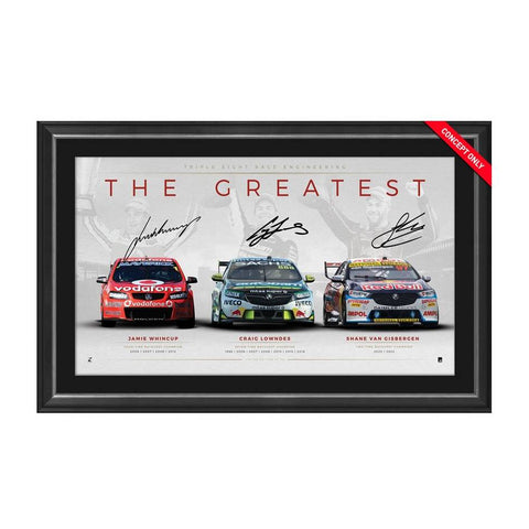 Craig Lowndes, Jamie Whinecup & Shane Van Gisbergen Signed The Greatest Official Print Framed - 5321