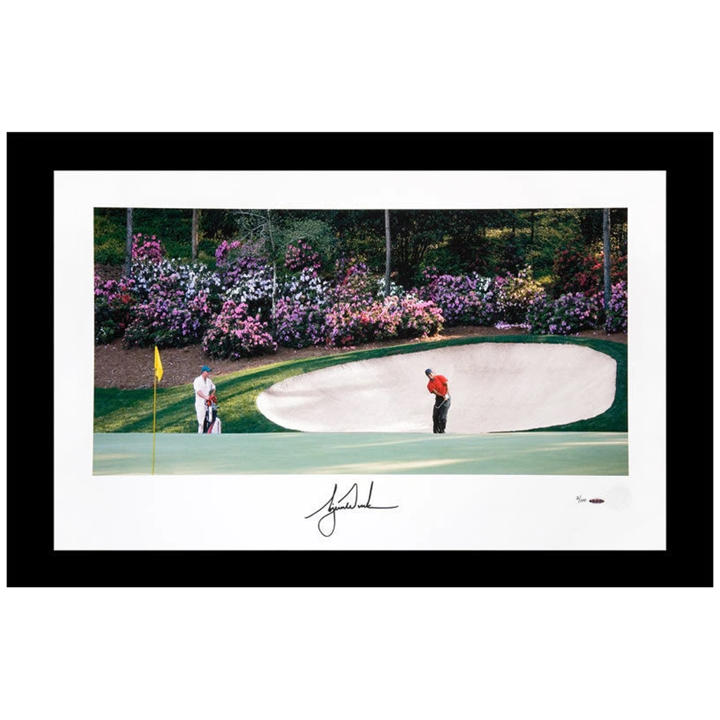Tiger Woods Autographed Masters "Azalea No. 13" Panoramic Print Framed - 3814