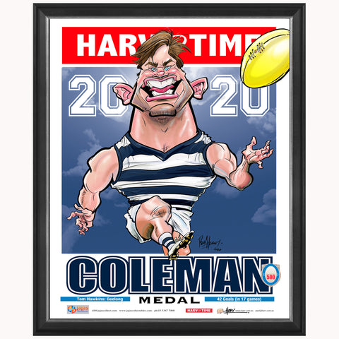 Tom Hawkins 2020 Afl Coleman Medal Geelong Harv Time L/e Print Framed - 4526