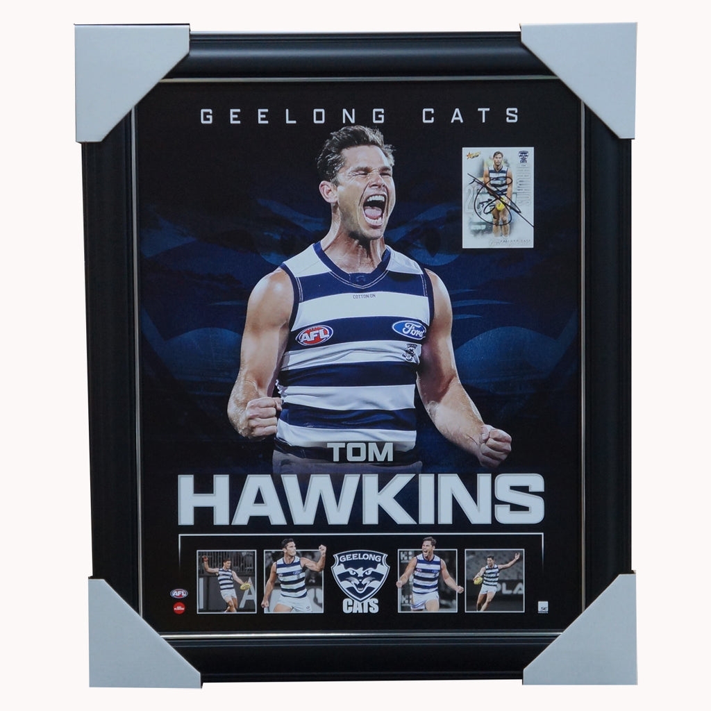 Tom Hawkins Geelong Cats Official Licensed AFL Print Framed + Signed Card - 5223