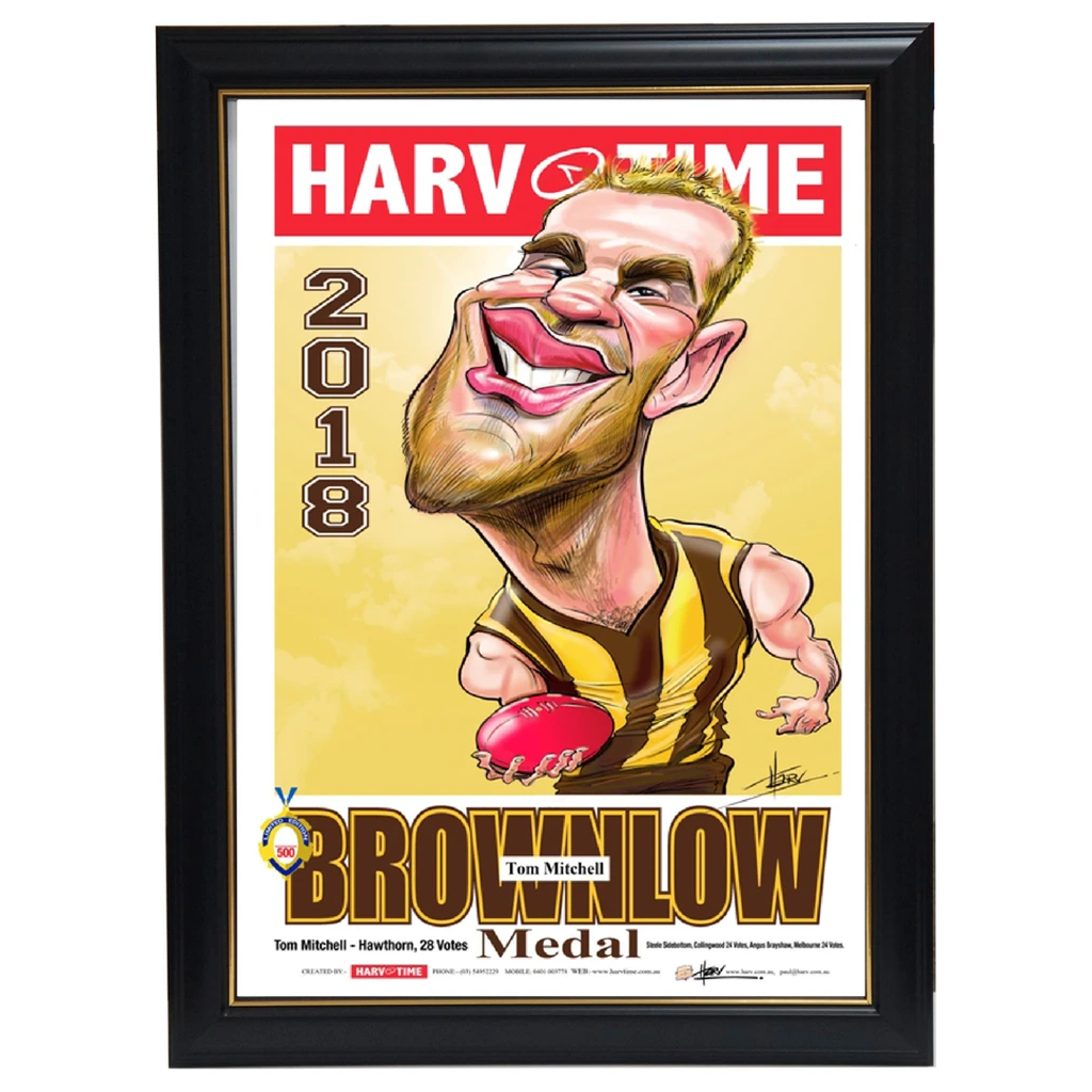 Tom Mitchell 2018 Brownlow Medallist Hawthorn Harv Time L/e Print Framed - 3490