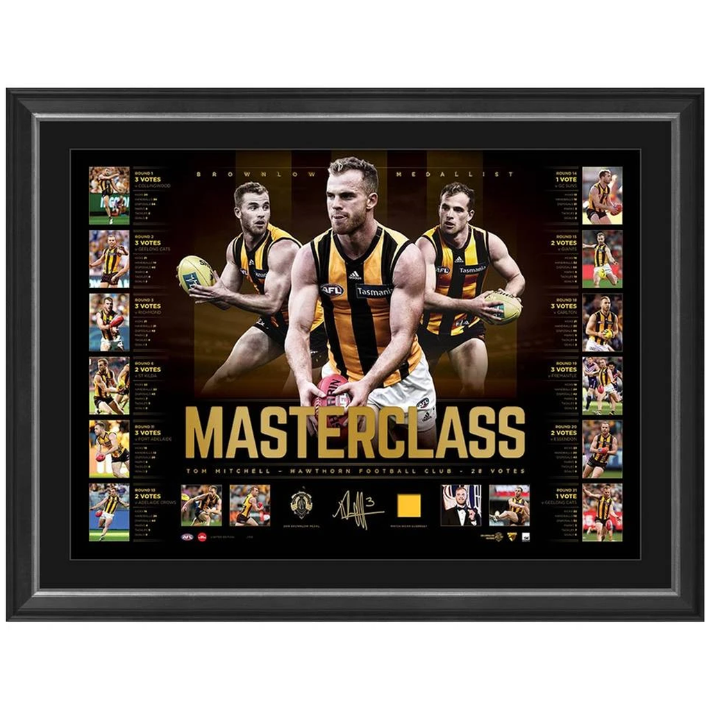 Tom Mitchell Signed Hawthorn Masterclass 2018 Brownlow Medallist Official Afl Litho Framed - 3484