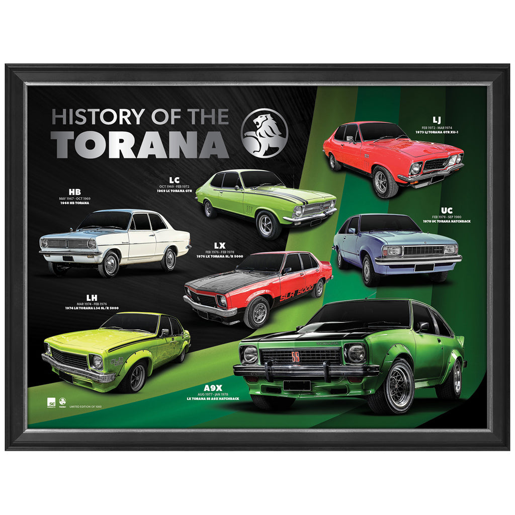 Holden "History of the Torana" Limited Edition Official Print Framed - 4779