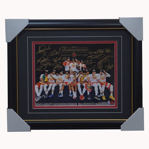 Toronto Raptors Team Celebration Photograph Facsimile Signatures Official Nba Print Framed - 4345