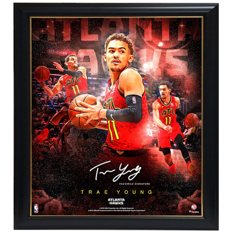 Trae Young Signed Custom 35 X 43 Framed Atlanta Hawks Jersey