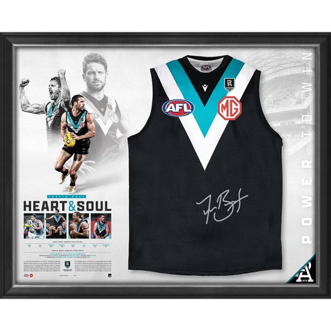 Travis Boak Signed 300 Game Official Port Adelaide Jumper Framed - 4809