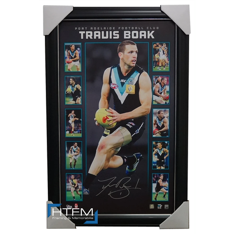 Travis Boak Signed Afl Port Adelaide Vertiramic Print Framed Official Aflpa Coa - 1879