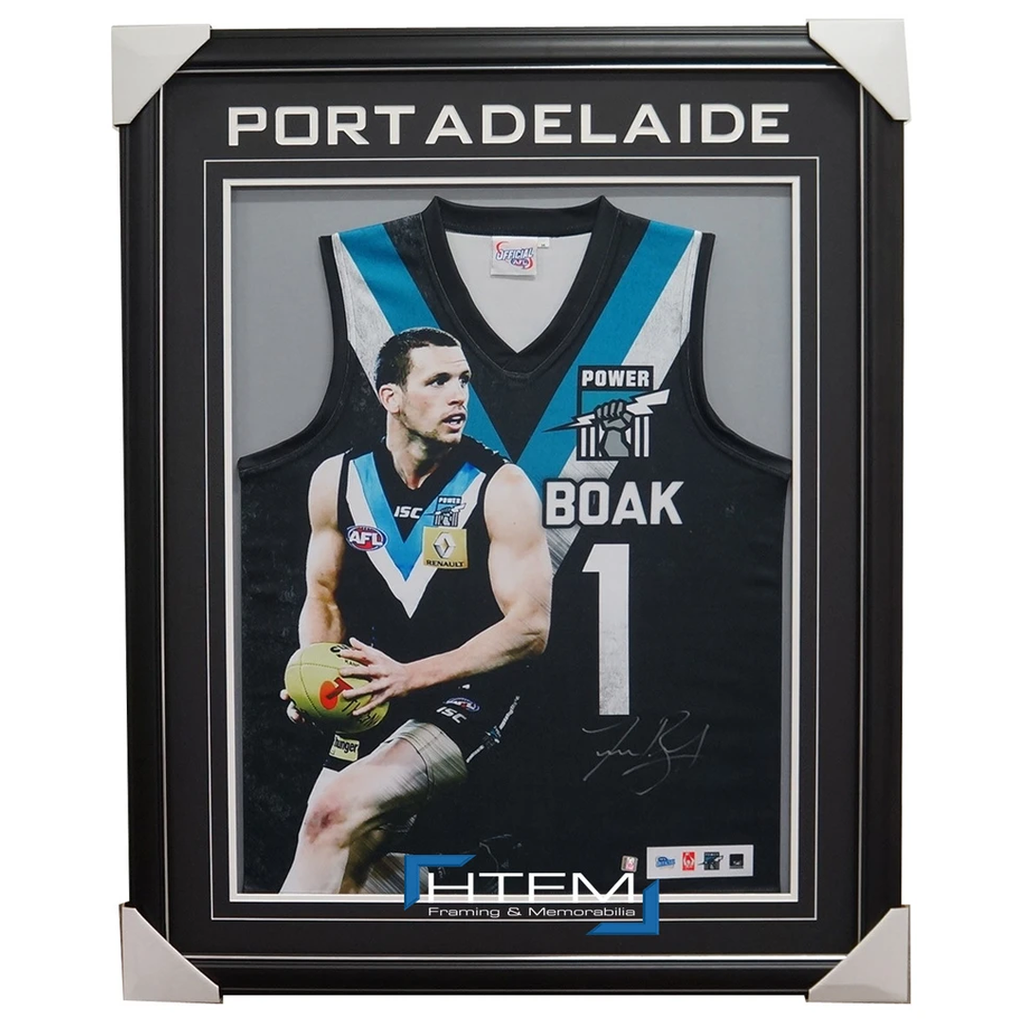 Travis Boak Signed Port Adelaide Impact Afl Official Jumper Signed Framed Coa - 1824
