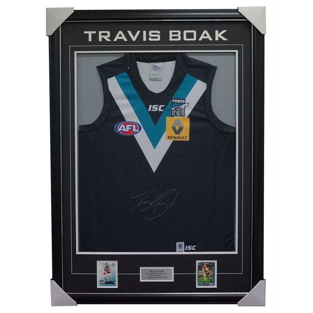 Travis Boak Signed Port Adelaide Jumper with Cards Framed - 2074