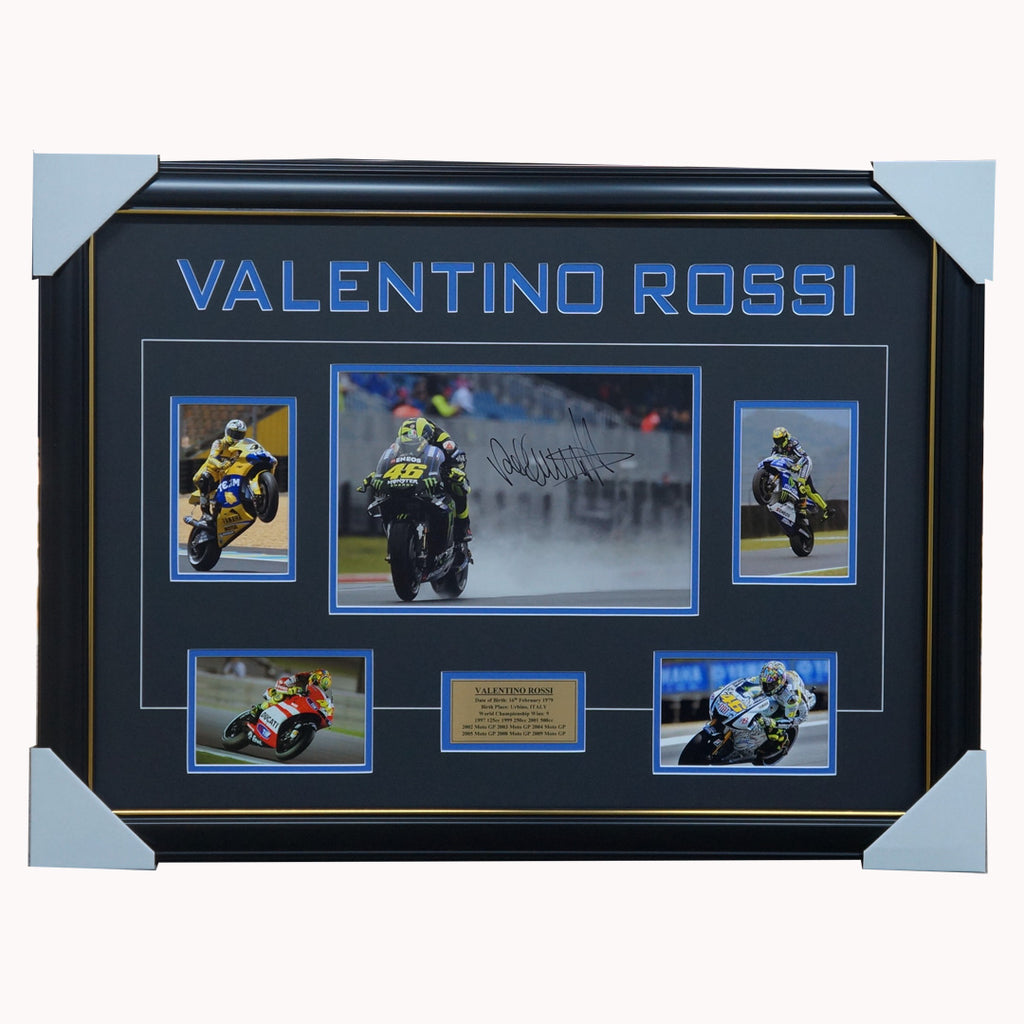 Valentino Rossi Signed World Champion Moto Gp Collage Framed - 1009