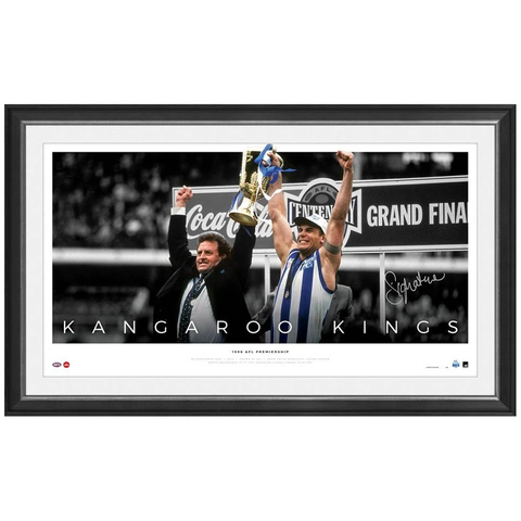 Wayne Carey Signed Official 1996 Afl North Melbourne Premiers Lithograph Framed - 3757