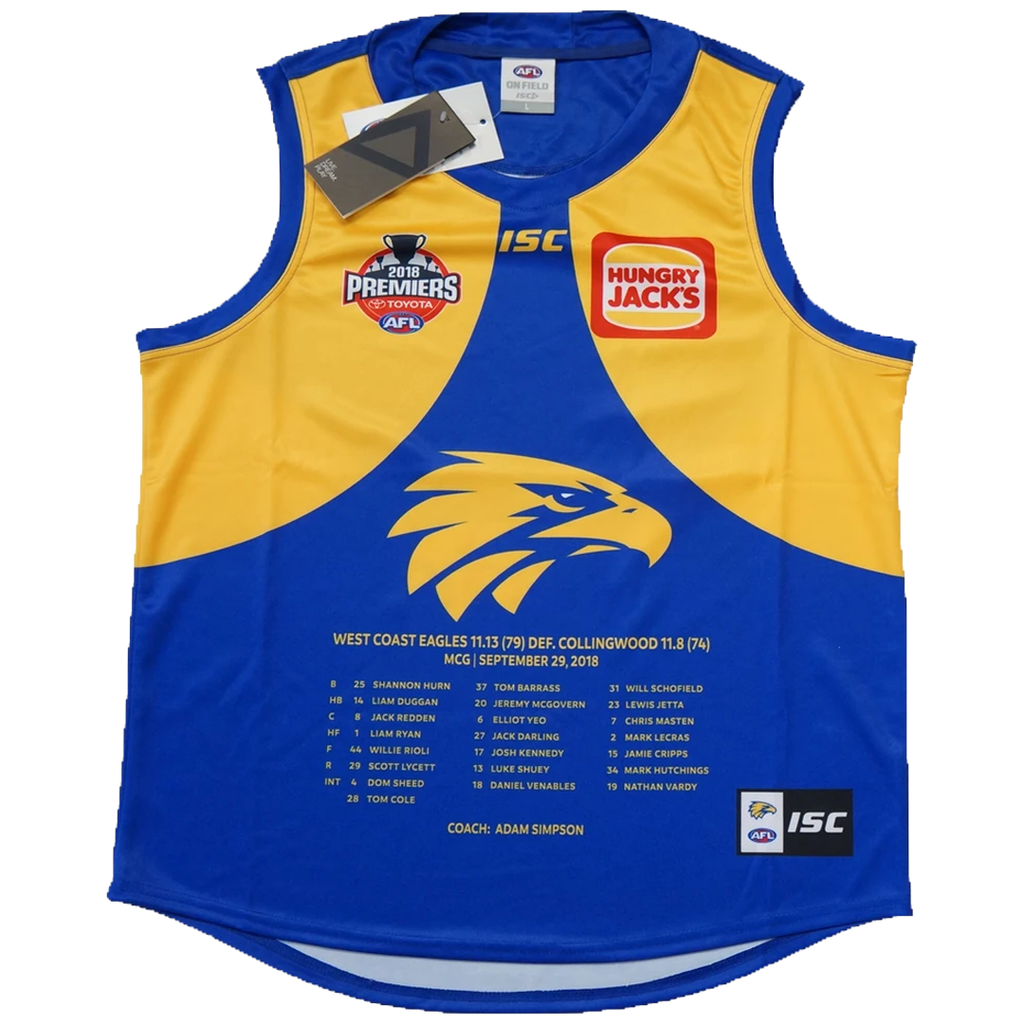 West Coast Eagles 2018 Premiers Afl Isc Official Jumper Size Large in Stock - 3520