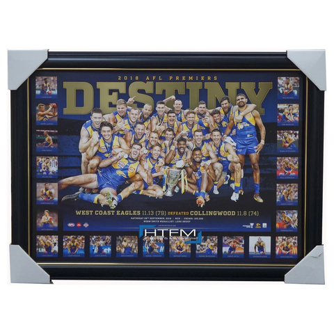 West Coast Eagles 2018 Premiers Deluxe Destiny Official Afl Print Frame Hurn - 3497