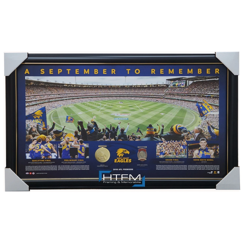 West Coast Eagles 2018 Premiers Mcg Panoramic September to Remember Official Afl Print Framed - 3504