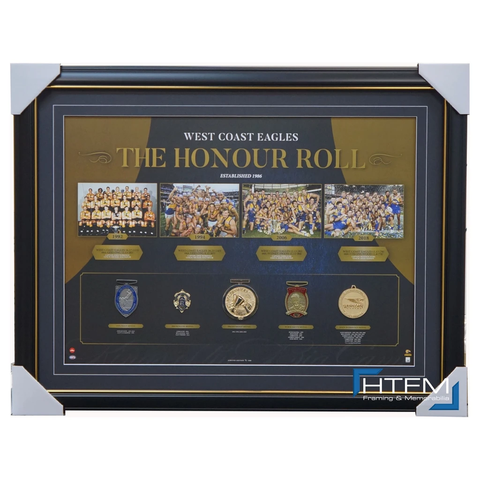 West Coast Eagles Afl 2018 Premiers Honour Roll With Medallions Print Framed Official - 3006 Brand New