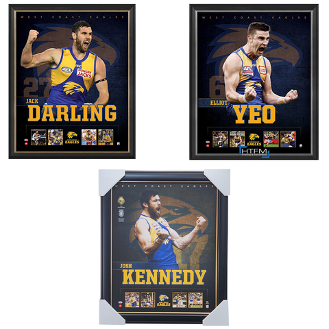 West Coast Eagles Package Official Licensed Afl Prints Framed Yeo Darling Kennedy - 4453