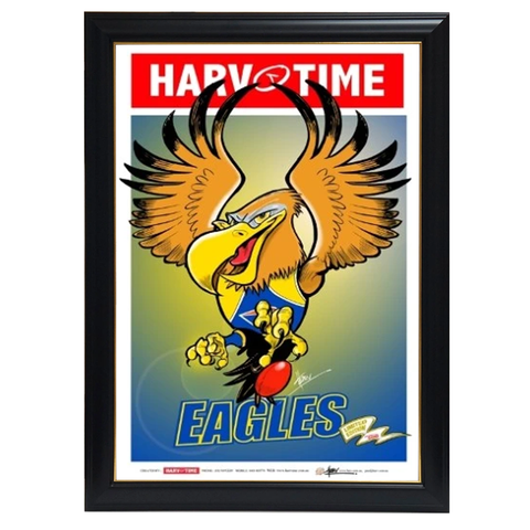 West Coast Eagles, Mascot Harv Time Print Framed - 4209