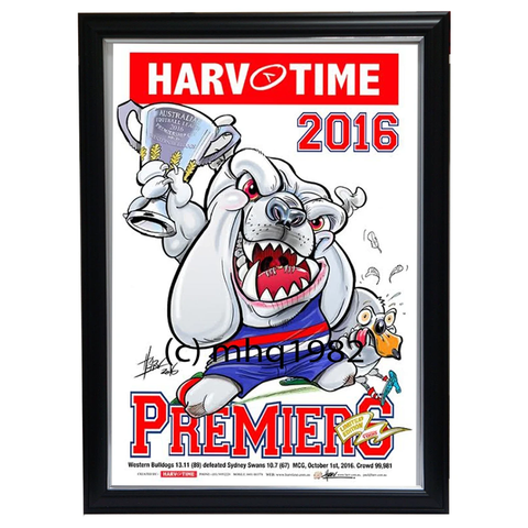 Western Bulldogs 2016 Afl Premiers L/e Harv Time Print Framed Johannisen - 2965
