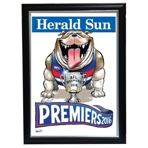 Western Bulldogs 2016 Premiers Herald Sun Mark Knight Print Framed Bontempelli - 2952