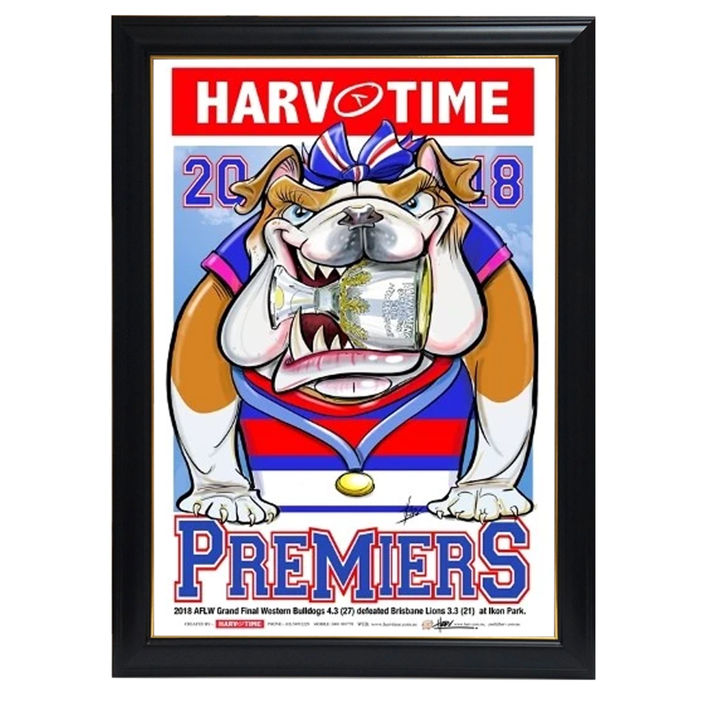 Western Bulldogs 2018 Aflw Premiers, Harv Time Print Framed - 4240