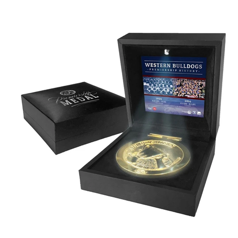 Western Bulldogs Boxed Premiers Medallion Led Lighting Black Display Box Official - 2998