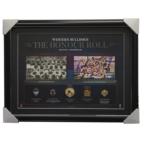 Western Bulldogs & Footscray VFL/AFL Premiers Honour Roll With Medallions Print Framed - 3005