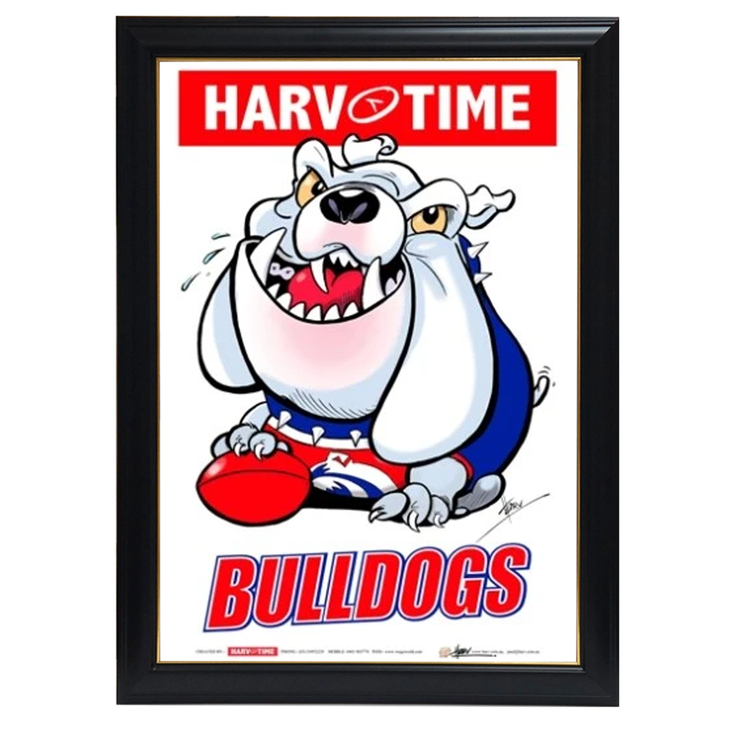 Western Bulldogs, Mascot Print Harv Time Print Framed - 4163