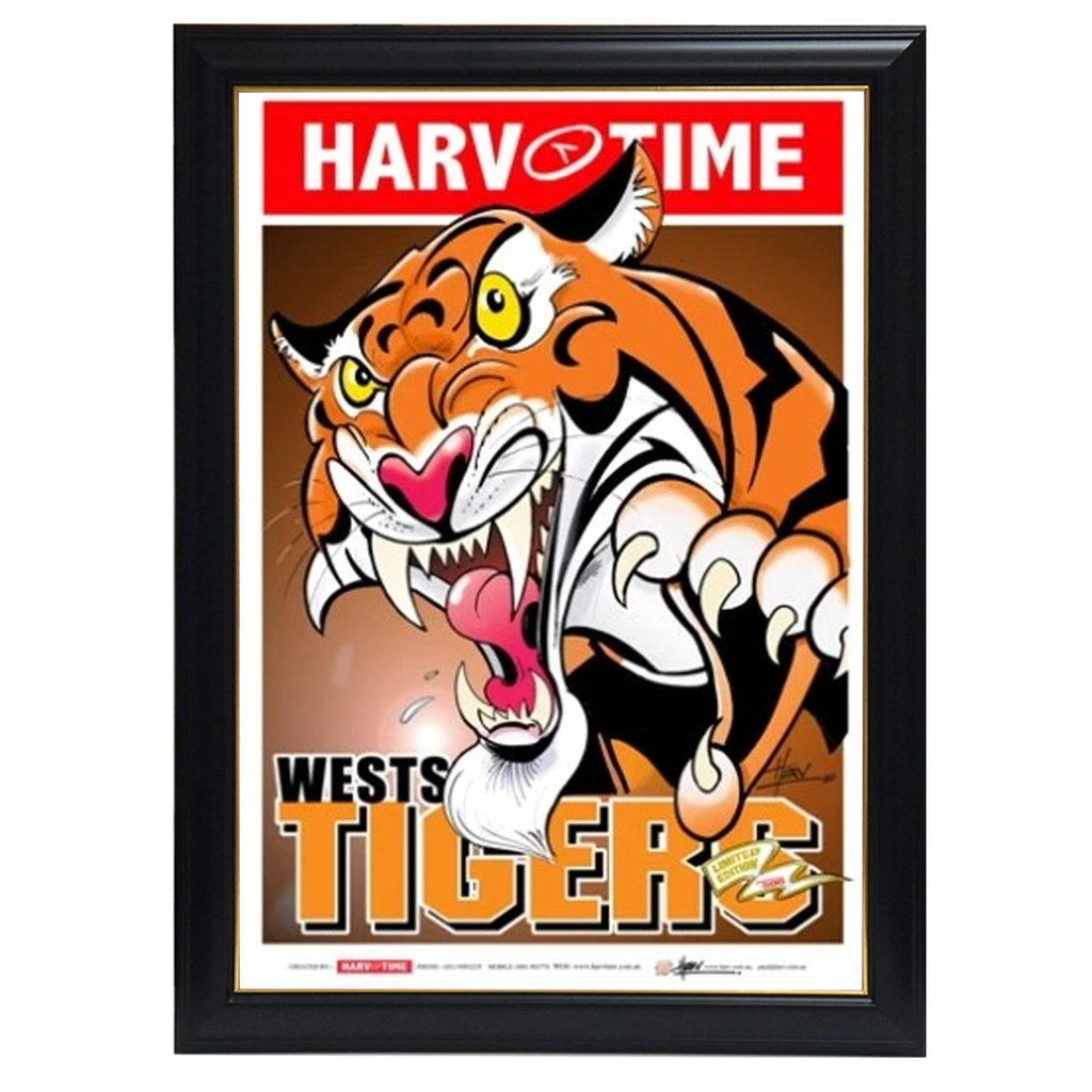 Wests Tigers, Nrl Mascot Harv Time Print Framed - 4203