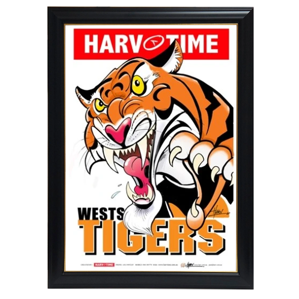 Wests Tigers, Nrl Mascot Print Harv Time Print Framed - 4128