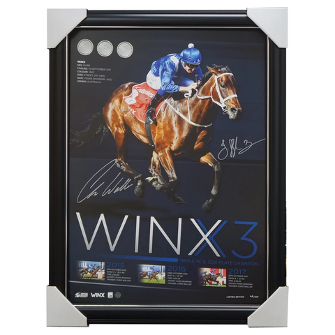Winx 2017 Cox Plate Champion Dual Signed Official Print Framed Waller Bowman - 3220