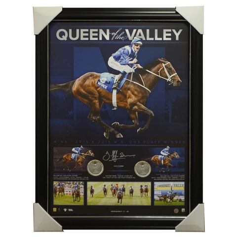 Winx Signed Dual Cox Plate Champion Horse Racing Print Framed Hugh Bowman - 2978