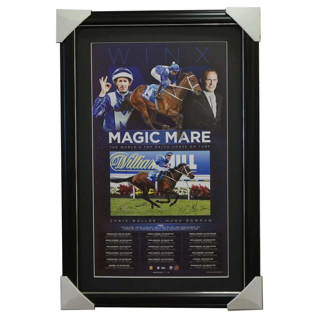 Winx Signed Horse Racing Magic Mare Litho Framed Hugh Bowman & Chris Waller - 3022