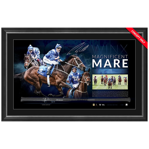 Winx Signed Magnificent Mare Signed Horse Racing Whip Framed Hugh Bowman Official - 3030