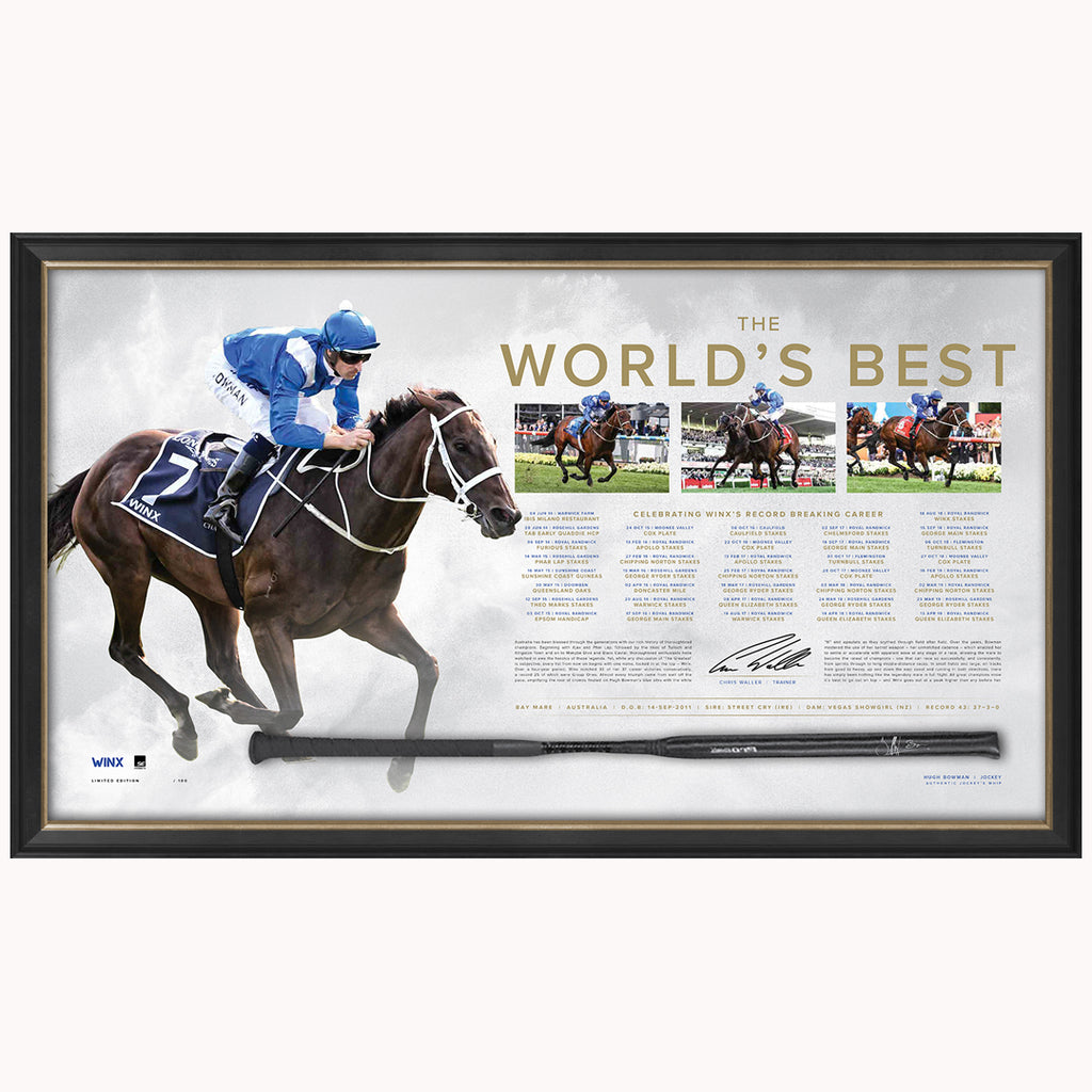 Winx Dual Signed Limited Edition The Worlds Best Official Retirement Whip Framed Waller & Bowman - 4769