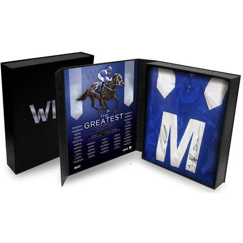 Winx Dual Signed Chris Waller and Hugh Bowman Official Silks In Display Box - 4337