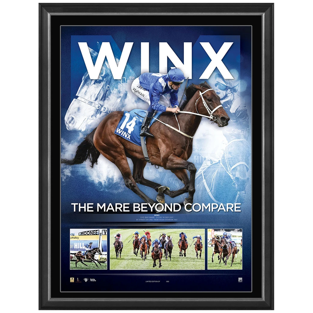 Winx The Mare Beyond Compare Facsimile Dual Signed Sportsprint Framed Bowman & Waller - 3031