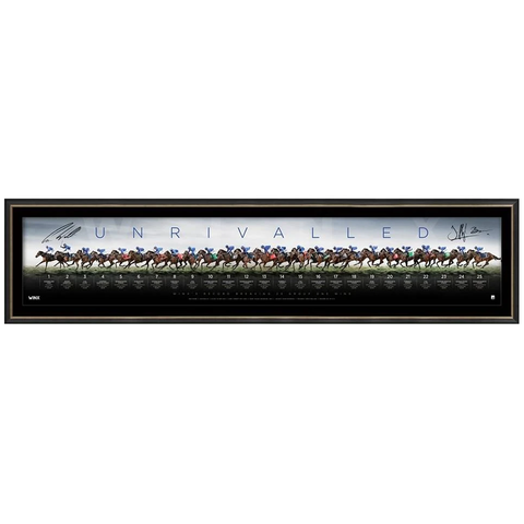 Winx Unrivalled Dual Signed Limited Edition Official Retirement Panoramic Print Framed Waller & Bowman - 3661