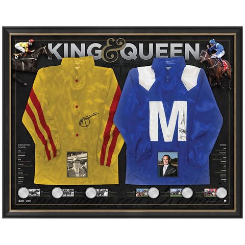 Winx & Kingston Town King & Queen Signed Official Silks Cox Plate Champion Frame - 3217