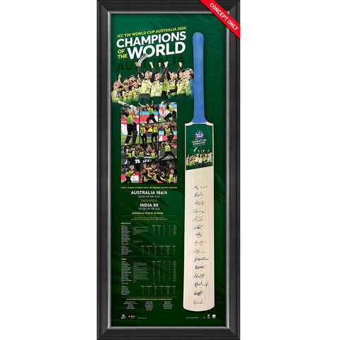 Australia Icc T20 Womens 2020 Champions Squad Signed Official Bat Framed - 4339