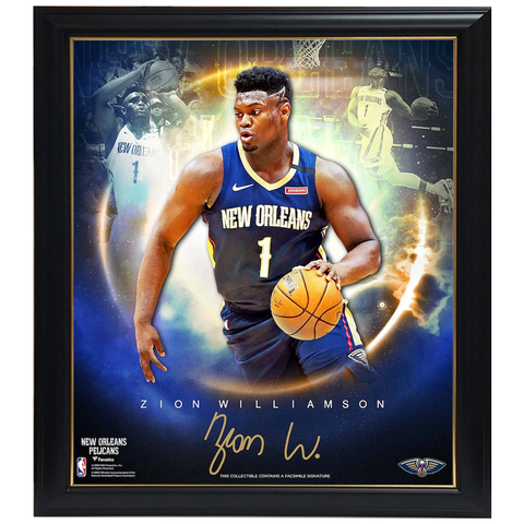Zion Williamson New Orleans Pelicans Stars of the Game Collage Facsimile Signature Official Nba Print Framed - 4425