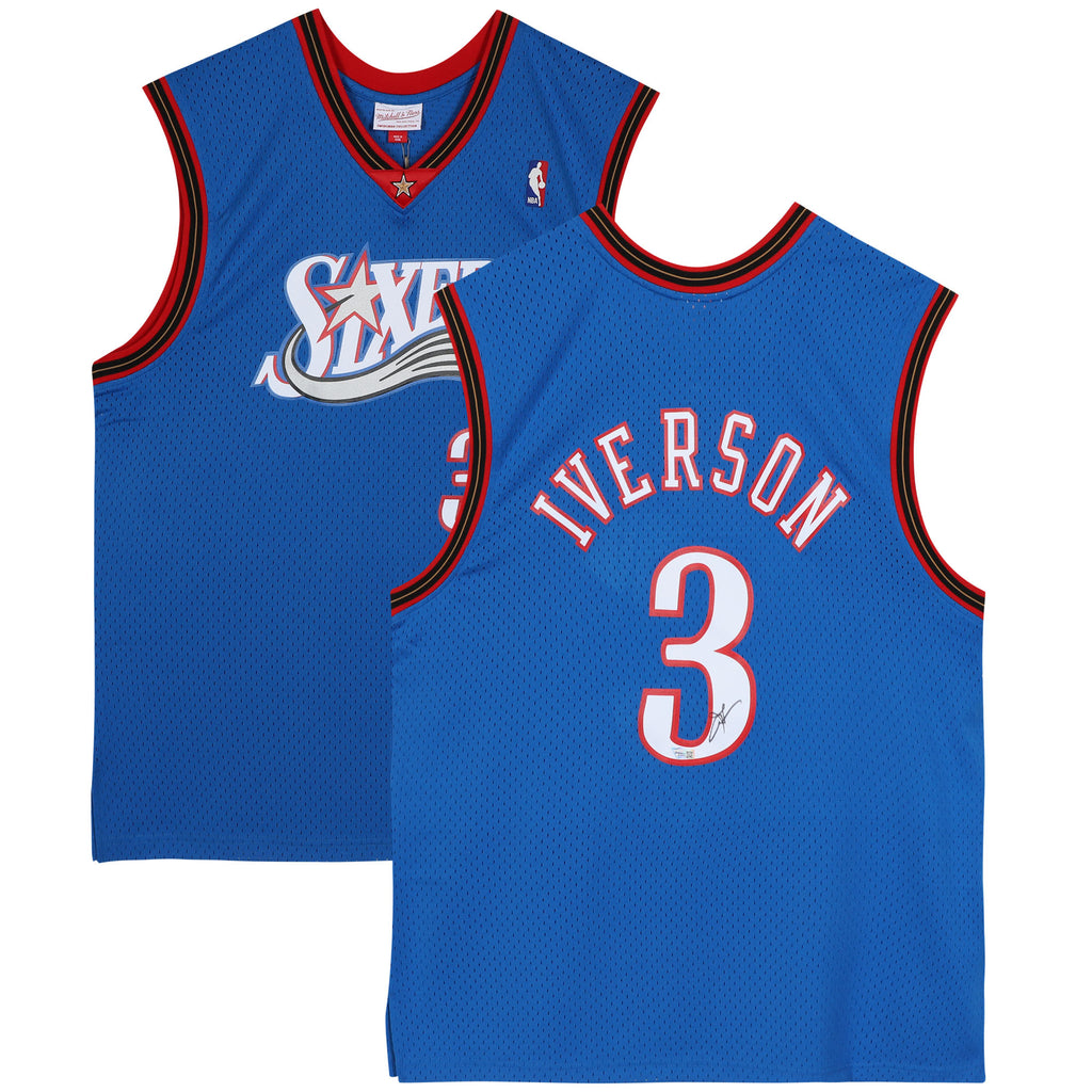 Allen Iverson Signed #3 Philadelphia 76ers Blue Fanatics Jersey NBA 1997 Rookie of the Year - 4968