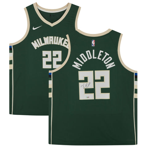 Khris Middleton Signed Milwaukee Bucks Green Fanatics Jersey 2021 NBA Champions - 4969