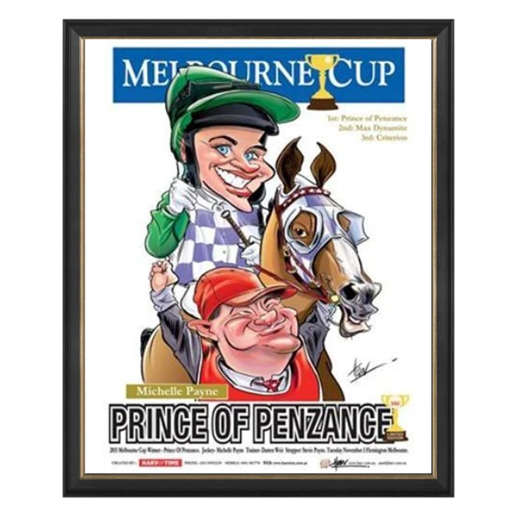 Prince of Penzance, 2015 Melbourne Cup, Harv Time Print Framed - 4826